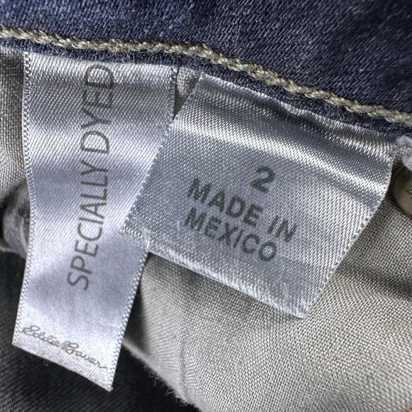 Women's Eddie Bauer Slightly Curvy Skinny Zip Ankle Dark Wash Denim Jeans Sz 2 - Picture 12 of 15